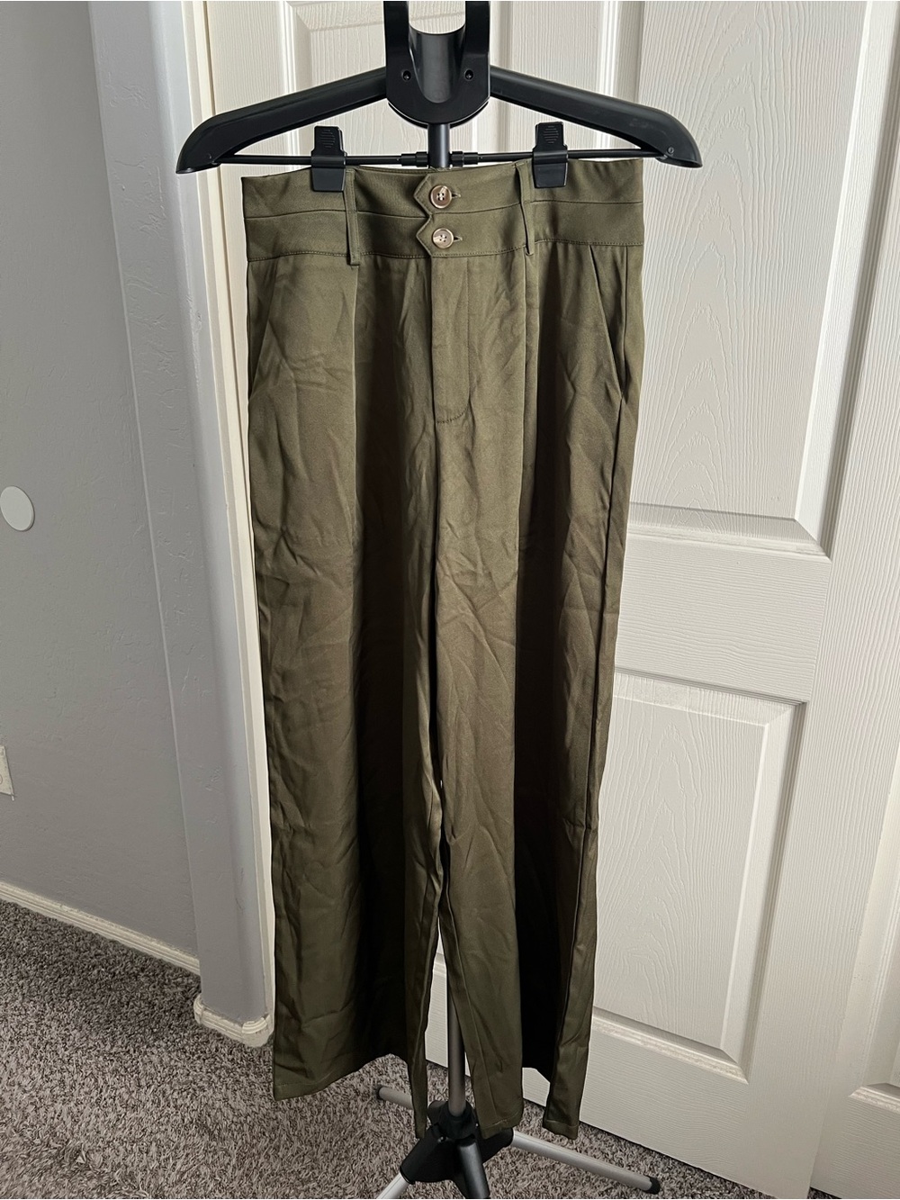 Cider Olive Green High-Waist Wide-Leg Trousers - Picture 4 of 7